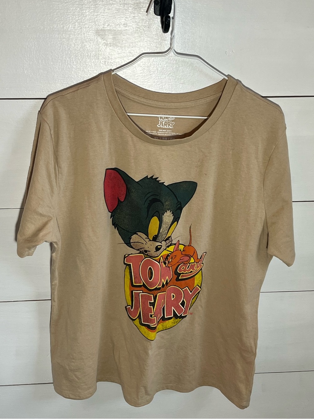 Tom & Jerry Beige Graphic T-Shirt